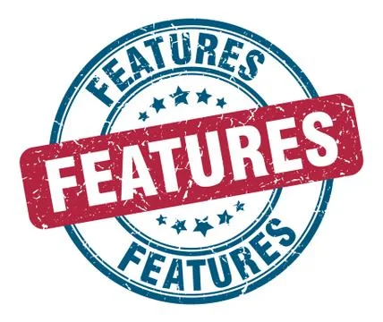 Features stamp. features round grunge sign. features Stock Illustration