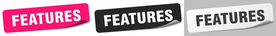 Features sticker. features sticker set on white background Stock Illustration