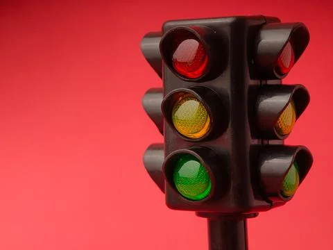 Features switchable red, yellow, and green lights to simulate real traffic .. Stock Photos