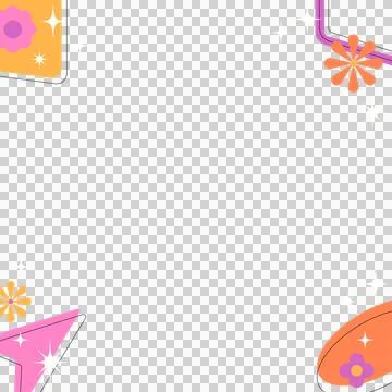 Featuring border with transparent background, colorful shapes, floral motifs, Stockillustratie