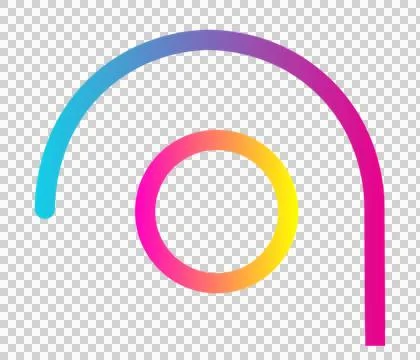 Featuring flat abstract design with gradient arc above multicolor ring on Illustrazione stock