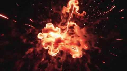 Featuring glowing orange and red swirling patterns and sparks against Stock Footage 344944049