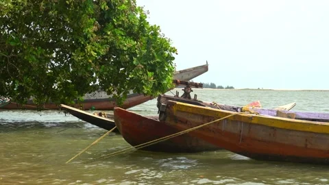 Featuring Local Rowboats and Dense Tropical Greenery. Stockbeeldmateriaal 333280074