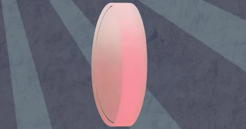 Featuring pill-shaped object glowing in dark grey textured backdrop, with Ilustración de archivo