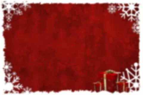 Featuring red textured rectangle with snowflake border and three gift boxes with Illustrazione stock