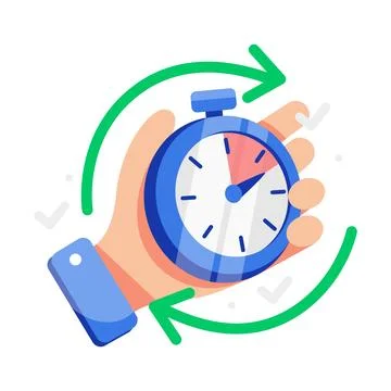 Featuring a stopwatch in hand, encapsulating concepts of time management Иллюстрация