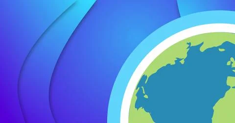 Featuring stylized globe on right edge in vector banner, with rings and layered Stockfoto's
