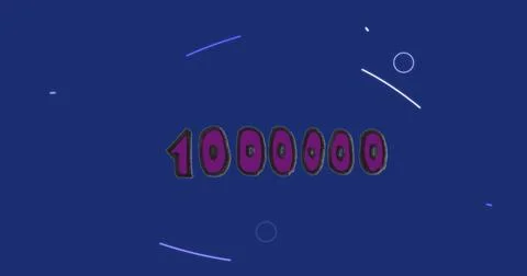 Featuring stylized number 1000000 floating on blue canvas with curved lines and Stock Illustration