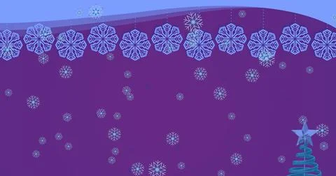 Featuring teal spiral tree with star rising on right purple gradient, snowflake Stock Photos
