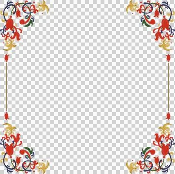 Featuring vector border with floral corner scrollwork and tulip accents on Stock Illustration