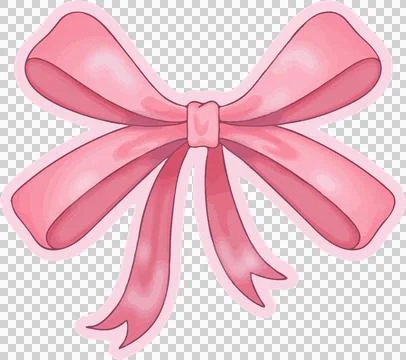 Featuring vector-style pink ribbon bow on transparent canvas, showing shading Illustrazione stock