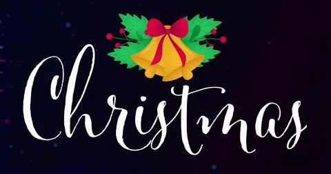 Featuring white Christmas lettering spanning dark gradient with holly, golden Stock Illustration