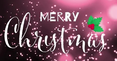 Featuring white script Christmas wordmark centered on magenta gradient, with Stock Illustration