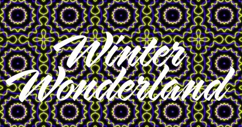 Featuring white script Winter Wonderland text spanning poster with neon Illustrazione stock
