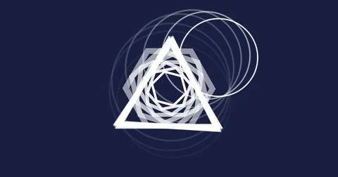 Featuring white triangle floating at center on navy canvas, with polygon Stock Photos