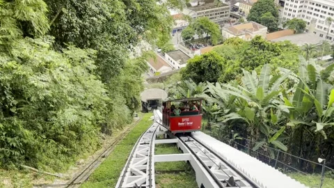 Feb 10, 2025. The Cable train to Monte Serrat. Santos, Brazil. Stock Footage 304080269