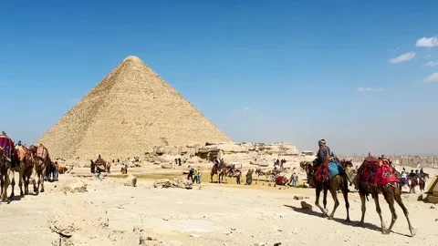 Feb 12, 2026, Egypt, Cairo:The majesty of the Egyptian pyramids, Cairo, Giza. Stock Footage 336480431