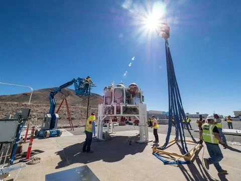 On Feb. 22, engineers successfully install ESAs European Service Module P.. Stock Photos