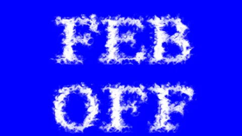 Feb Off cloud text effect blue isolated background Stock Footage 139637841