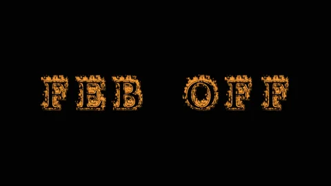 Feb Off fire text effect black background Stock Footage 136245624