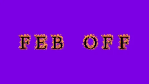 Feb Off fire text effect violet background Stock Footage 136245632