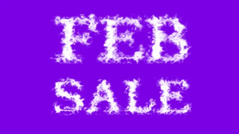 Feb Sale cloud text effect violet isolated background Stock Footage 139638375