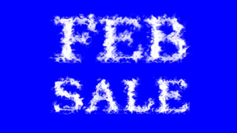 Feb Sale cloud text effect blue isolated background Stock Footage 139638386