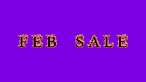 Feb Sale fire text effect violet background Stock Footage 136245757