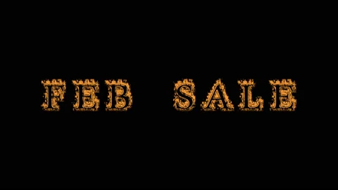 Feb Sale fire text effect black background Stock Footage 136245765