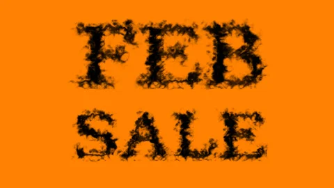 Feb Sale smoke text effect orange isolated background Stock Footage 139626032