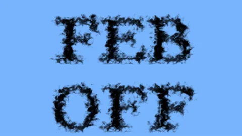 Feb Off smoke text effect sky isolated background Stock Footage 139624554