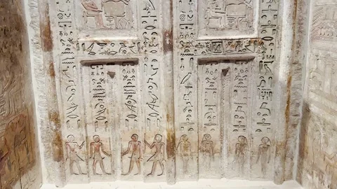 Feb12, 2026, Cairo, Egypt: Ancient Egyptian funerary chapel Stock Footage 345846709
