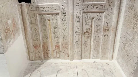 Feb12, 2026, Cairo, Egypt: Ancient Egyptian funerary chapel Stock Footage 345846721