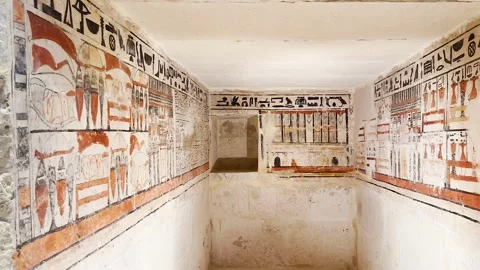 Feb12, 2026, Cairo, Egypt: Ancient Egyptian funerary chapel Stock Footage 345846990