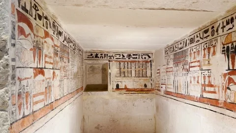 Feb12, 2026, Cairo, Egypt: Ancient Egyptian funerary chapel Stock Footage 345847053