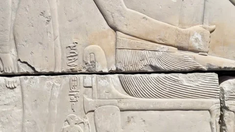 Feb12, 2026, Cairo, Egypt: a wall with ancient Egyptian hieroglyphs Stock Footage 345846878