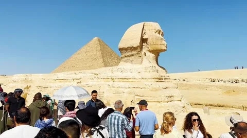 Feb12, 2026, Egypt, Cairo: The Great Sphinx guards the pyramids Stock Footage 339299604