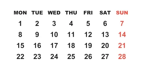 February 1, 2027, Animated 2025 planner showcasing February calendar, Stock Footage 320079573
