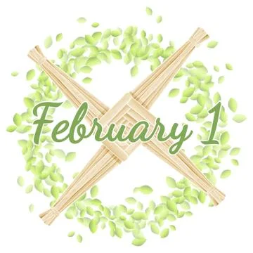 February 1. Beginning of spring pagan holiday. Brigid's Cross in a wreath of Stock Illustration