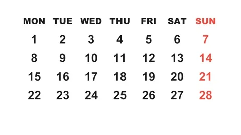 February 10, 2027, Animated 2025 planner showcasing February calendar, Stock Footage 320080614