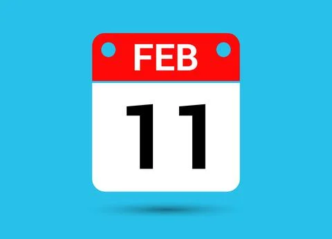 February 11 Calendar Date Flat Icon Day 11 Vector Illustration Stock Illustration