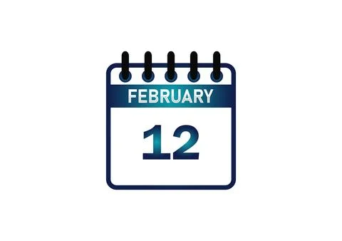February 12, Calendar icon and Time planner Daily Calendar reminder Illustration