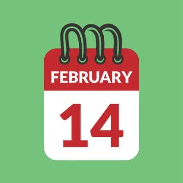 February 14 Calendar icon vector illustration. Stock Illustration