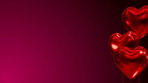February 14th Hearts valentine's day baloons fly up right side Stock Footage 101164853