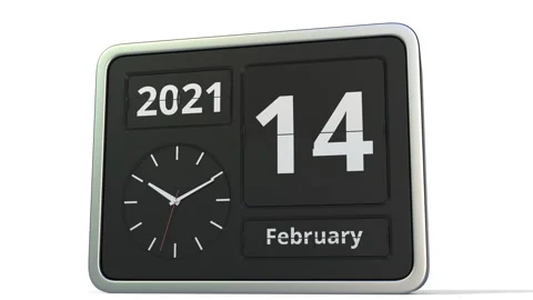 February 15 date on the classic flip clock calendar, 3d animation Stock Footage 146511490
