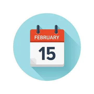 February 15. Vector flat daily calendar icon. Date and time, day, month 2018 스톡 일러스트