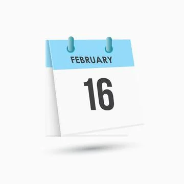 February 16 - calendar and Time planner. Daily Calendar Icon reminder. Vect.. Иллюстрация