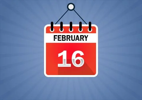 February 16, Calendar hanging sign Ilustração Stock