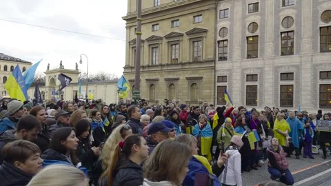 February 17, 2024. Munich, Germany. Meeting in support of Ukraine against war Video stock 289799537