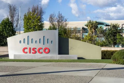February 19, 2018 San Jose / CA / USA - CISCO sign in front of the headquarte Stock Photos